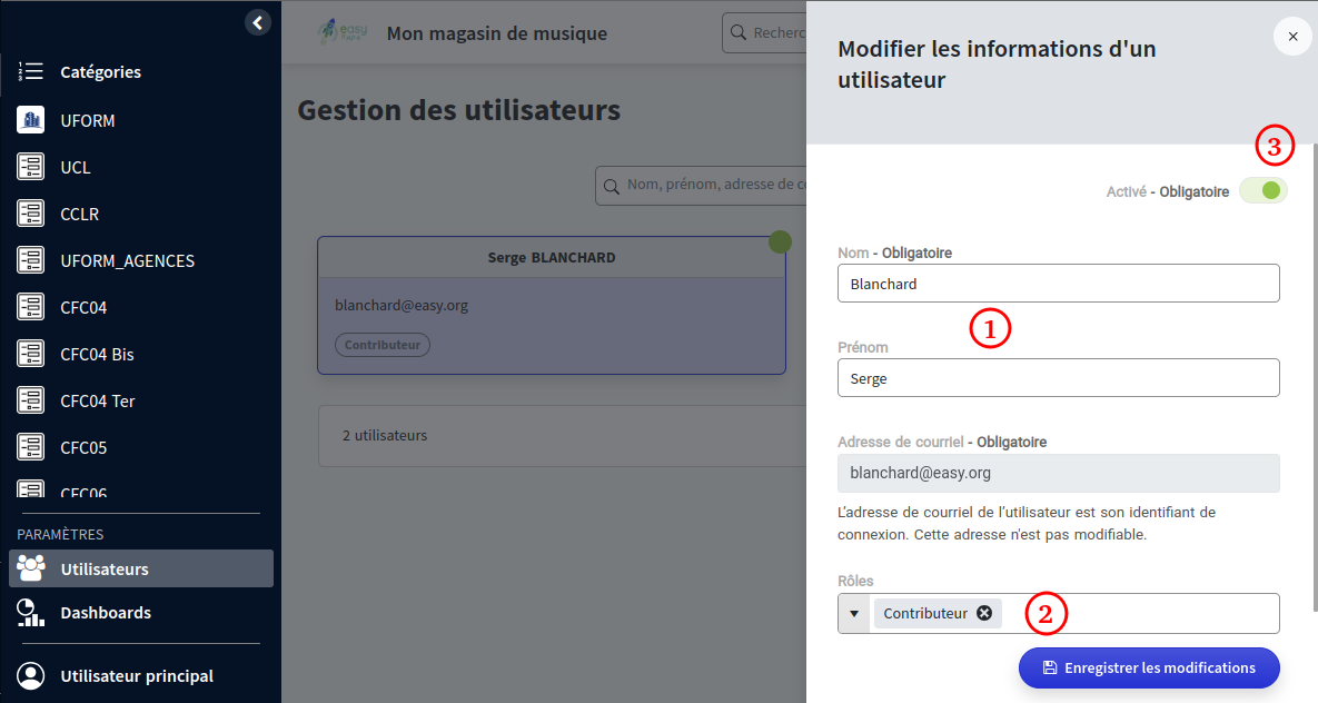page modifier utilisateur