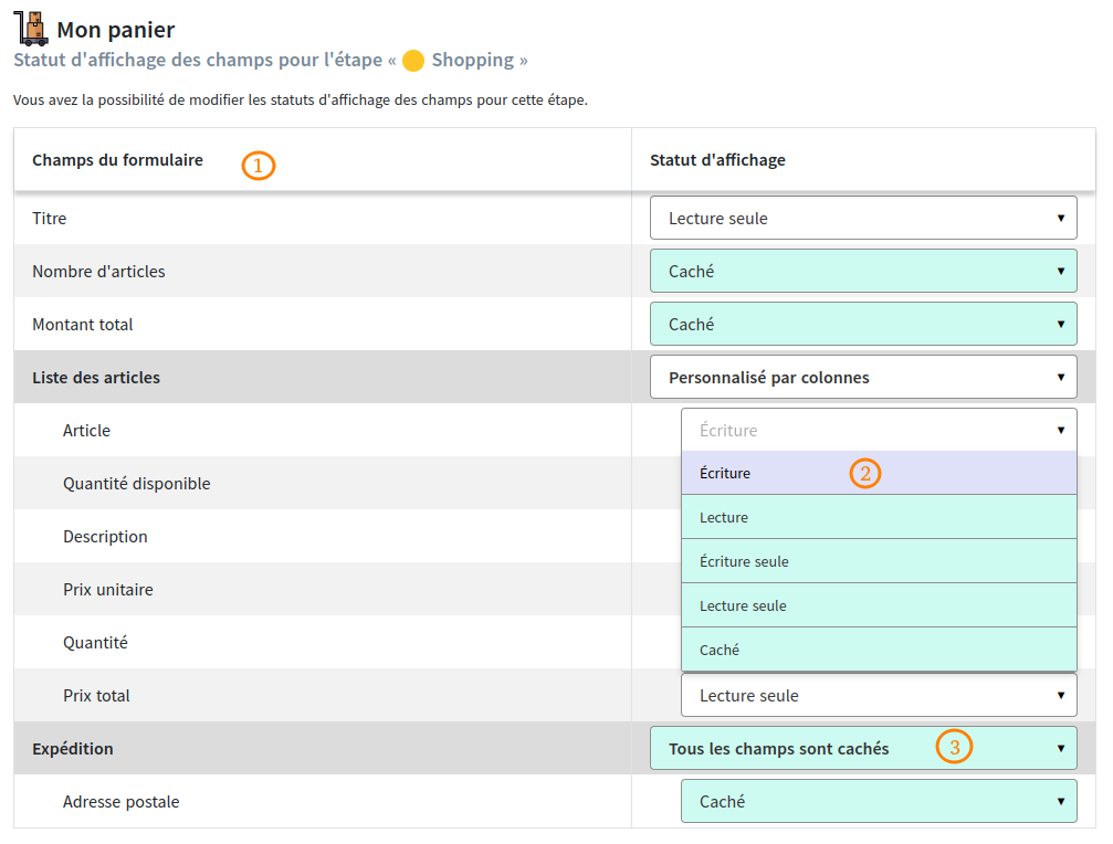 cycle configuration contraintes