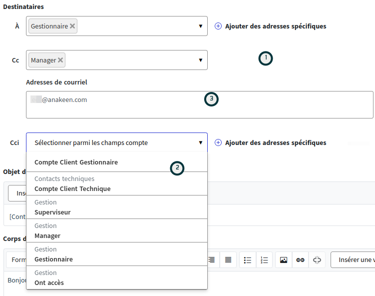 template courriel destinataire