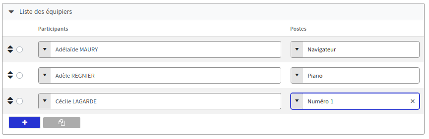 Le tableau en modification