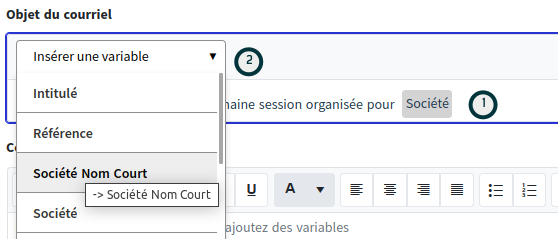 template courriel sujet
