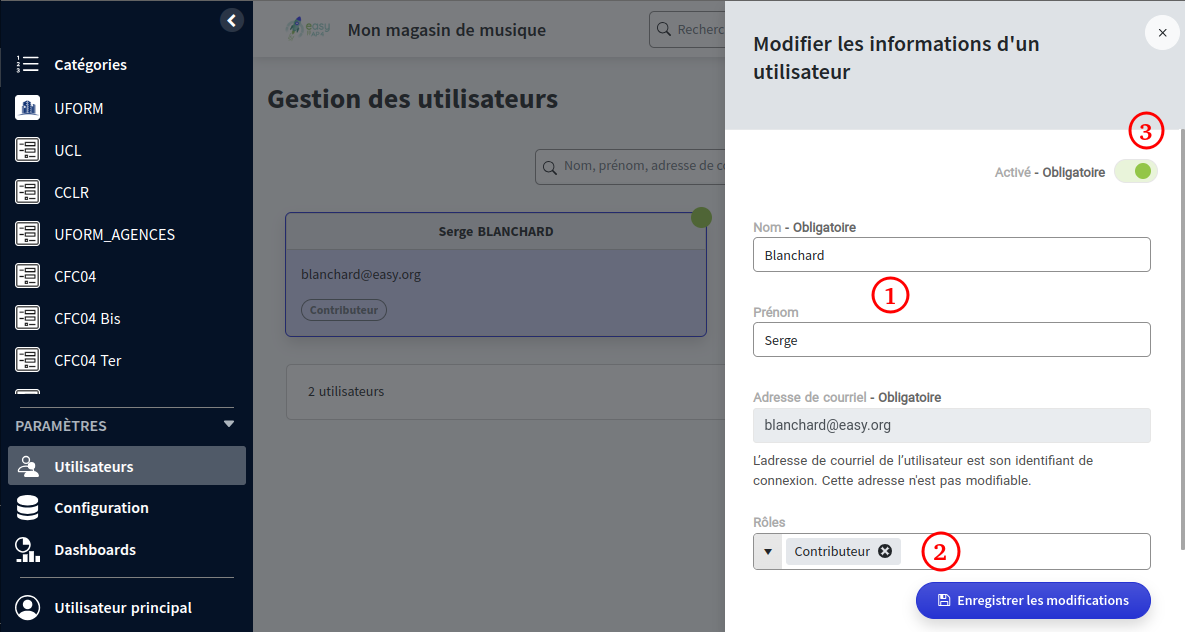 page modifier utilisateur